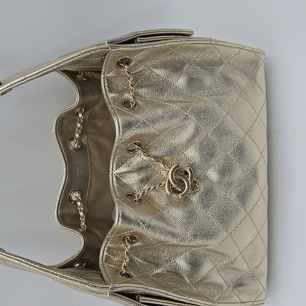CHANEL Chain Coco Mark Matelasse Caviar Gold 25 Small AS5293 - COA Included - Picture 6 of 17